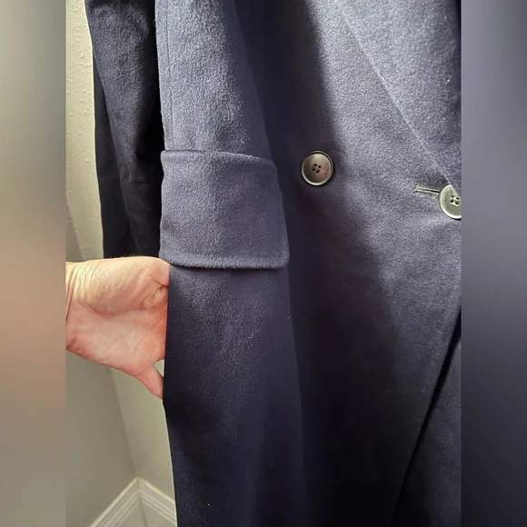New Fleurette One-Button Double Breasted Wool Coat in Midnight Navy Blue Size 6